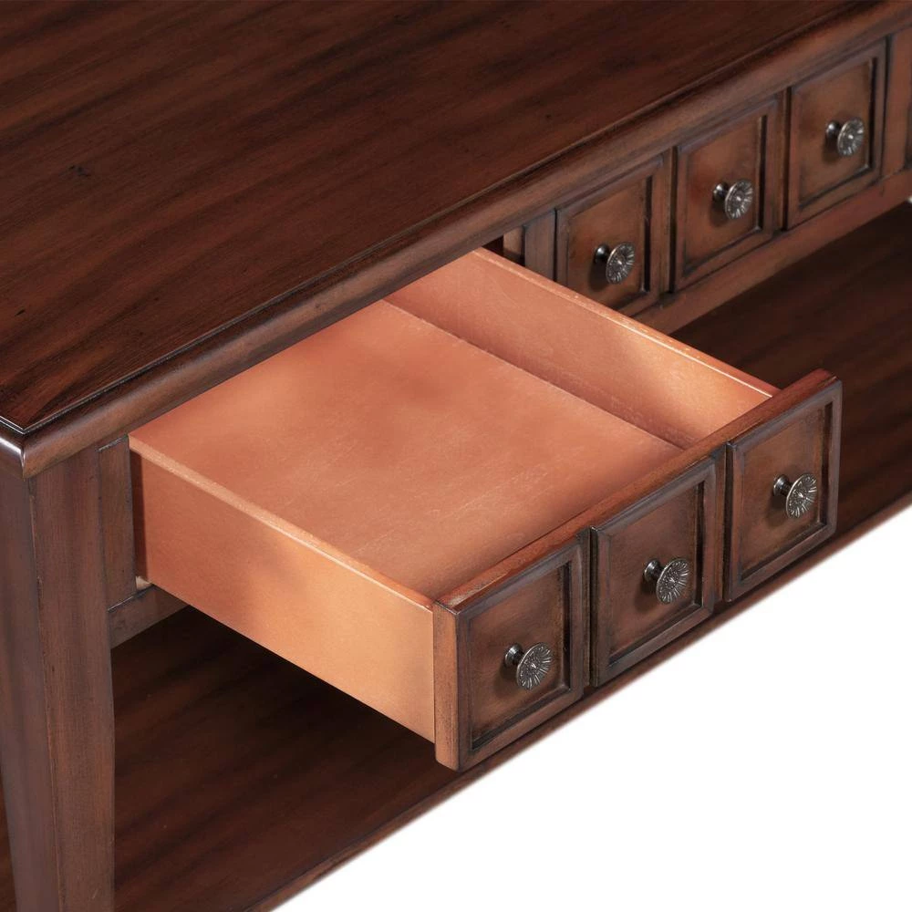 47.00 in. Antique Brown Rectangle Wood Coffee Table With 3 drawers for Living room by Polibi 10 47.00 in. Antique Brown Rectangle Wood Coffee Table With 3 drawers for Living room by Polibi - Image 8