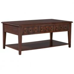 47.00 in. Antique Brown Rectangle Wood Coffee Table With 3 drawers for Living room by Polibi