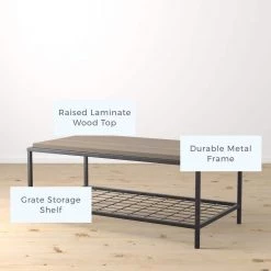 Ruby 42 in. Gray Ash Rectangle Wood and Metal Coffee Table by Brookside -Cheap sumyeg Store ash brookside coffee tables bs0004cft42gr 1f 1000