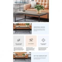 Ruby 42 in. Gray Ash Rectangle Wood and Metal Coffee Table by Brookside -Cheap sumyeg Store ash brookside coffee tables bs0004cft42gr 66 1000