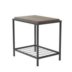 Ruby 24 in. Gray Ash Rectangle Wood and Metal End Table by Brookside