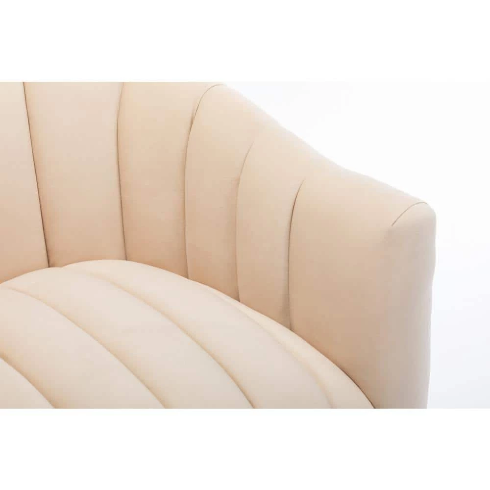 Classic Strip Beige Tufting Velvet Accent Chair Living Room Barrel Chair with Golden Metal Leg by sumyeg 5 Classic Strip Beige Tufting Velvet Accent Chair Living Room Barrel Chair with Golden Metal Leg by sumyeg - Image 3
