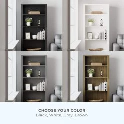 Elaine 72 in. Black Wood 5-Shelf Standard Bookcase with Adjustable Shelves by Brookside 16 Elaine 72 in. Black Wood 5-Shelf Standard Bookcase with Adjustable Shelves by Brookside -Cheap sumyeg Store black brookside bookcases bookshelves bs0001bkc00bk 1f 1000