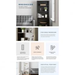 Elaine 72 in. Black Wood 5-Shelf Standard Bookcase with Adjustable Shelves by Brookside 13 Elaine 72 in. Black Wood 5-Shelf Standard Bookcase with Adjustable Shelves by Brookside -Cheap sumyeg Store black brookside bookcases bookshelves bs0001bkc00bk 66 1000