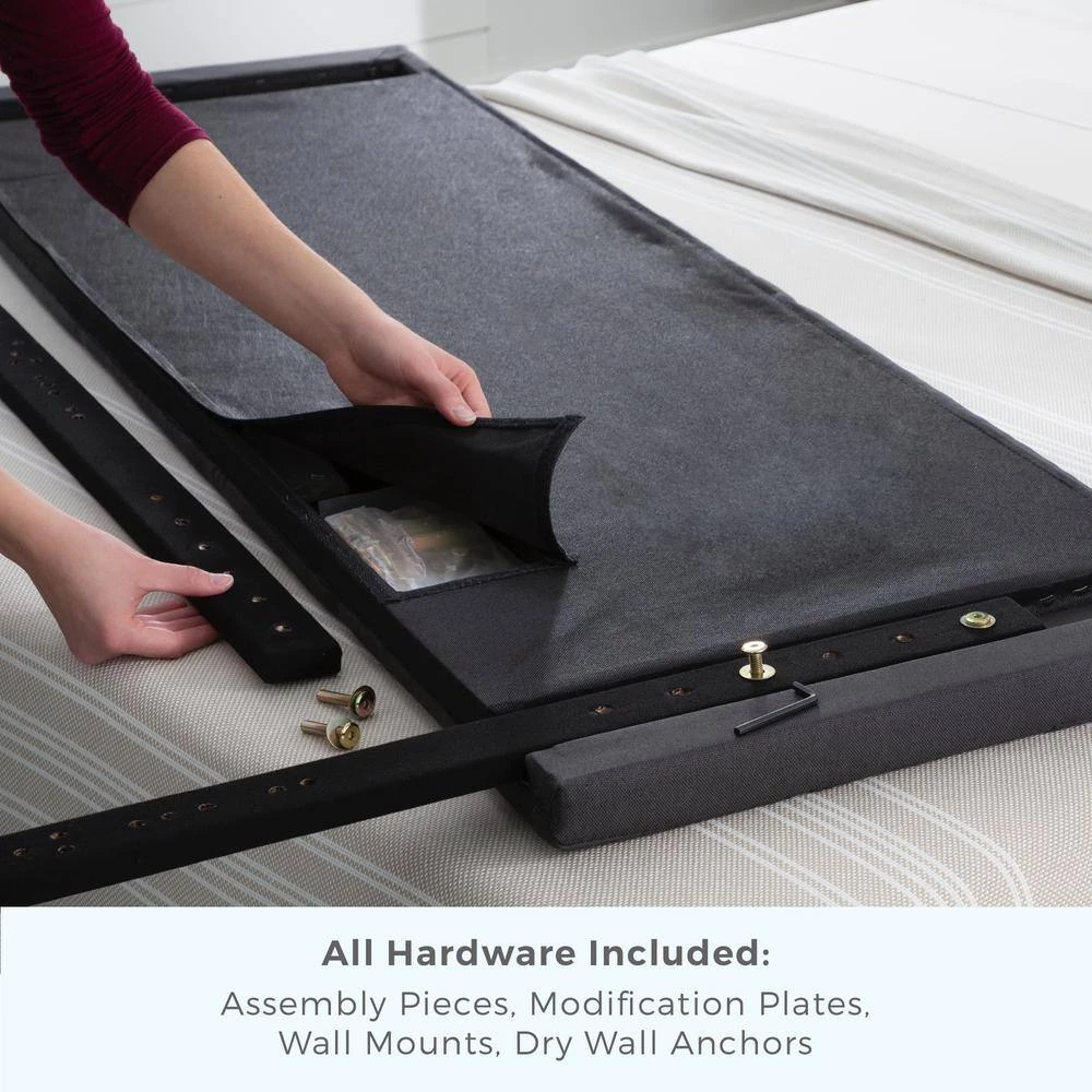 Jane Adjustable Black Velvet Upholstered Full Headboard by Brookside 9 Jane Adjustable Black Velvet Upholstered Full Headboard by Brookside - Image 7