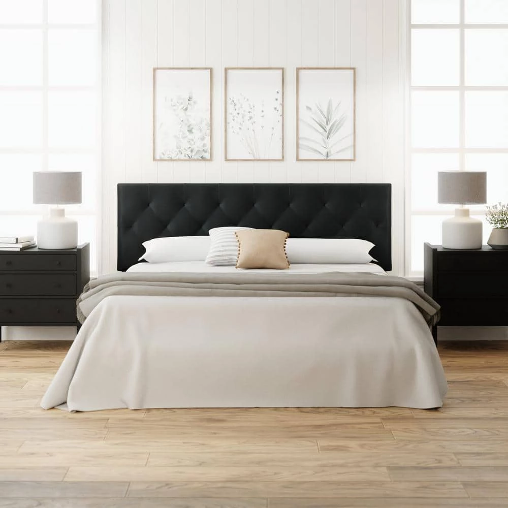 Avery Adjustable Black Faux Leather King Headboard by Brookside 4 Avery Adjustable Black Faux Leather King Headboard by Brookside - Image 2