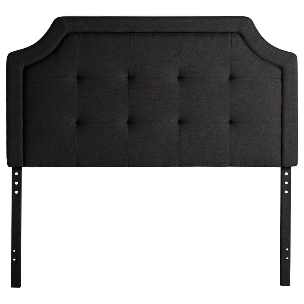 Ella Upholstered Scoop-Edge Black Queen Headboard with Square Tufting by Brookside 3 Ella Upholstered Scoop-Edge Black Queen Headboard with Square Tufting by Brookside