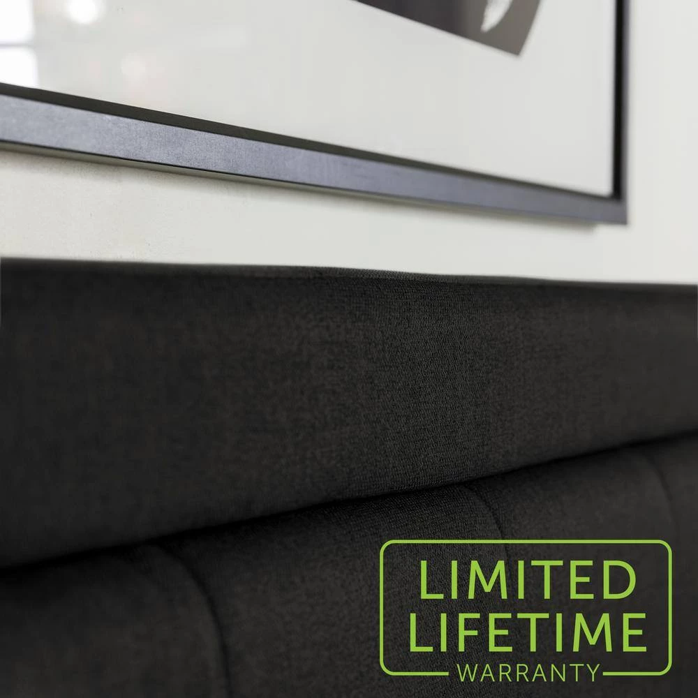 Ella Upholstered Scoop-Edge Black Queen Headboard with Square Tufting by Brookside 8 Ella Upholstered Scoop-Edge Black Queen Headboard with Square Tufting by Brookside - Image 6