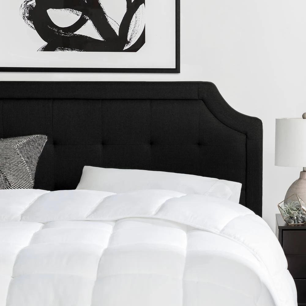 Ella Upholstered Scoop-Edge Black Queen Headboard with Square Tufting by Brookside 7 Ella Upholstered Scoop-Edge Black Queen Headboard with Square Tufting by Brookside - Image 5
