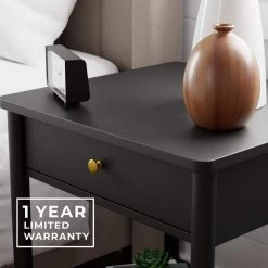 Eden 1-Drawer Black Classic Wood Nightstand 23 in. H x 20 in. W x 18.5 in. D by Brookside -Cheap sumyeg Store black brookside nightstands bs0005ent20bk 4f 1000