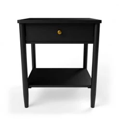 Eden 1-Drawer Black Classic Wood Nightstand 23 in. H x 20 in. W x 18.5 in. D by Brookside