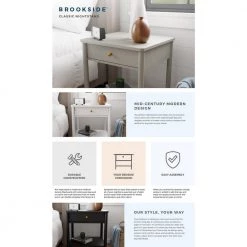 Eden 1-Drawer Black Classic Wood Nightstand 23 in. H x 20 in. W x 18.5 in. D by Brookside -Cheap sumyeg Store black brookside nightstands bs0005ent20bk 66 1000