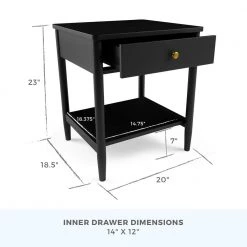 Eden 1-Drawer Black Classic Wood Nightstand 23 in. H x 20 in. W x 18.5 in. D by Brookside -Cheap sumyeg Store black brookside nightstands bs0005ent20bk c3 1000