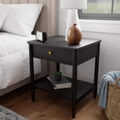 Eden 1-Drawer Black Classic Wood Nightstand 23 in. H x 20 in. W x 18.5 in. D by Brookside -Cheap sumyeg Store black brookside nightstands bs0005ent20bk fa 1000