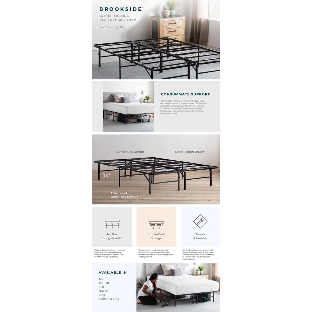 14 in. Queen Folding Platform Bed Frame by Brookside 8 14 in. Queen Folding Platform Bed Frame by Brookside - Image 6
