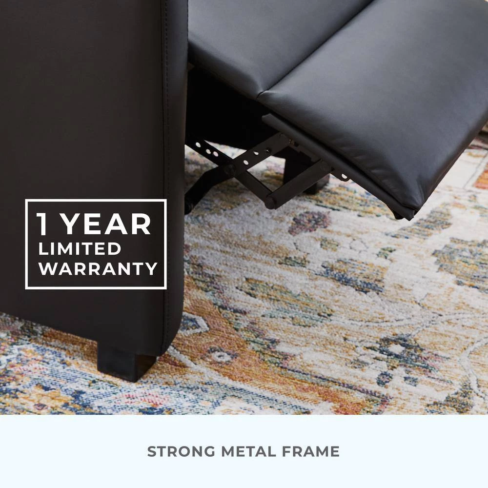 Lois Black Faux Leather Square Arm Manual Recliner by Brookside 10 Lois Black Faux Leather Square Arm Manual Recliner by Brookside - Image 8