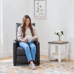 Lois Black Faux Leather Square Arm Manual Recliner by Brookside 19 Lois Black Faux Leather Square Arm Manual Recliner by Brookside -Cheap sumyeg Store black brookside recliners bs0002mrc19fk 31 1000