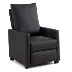 Lois Black Faux Leather Square Arm Manual Recliner by Brookside