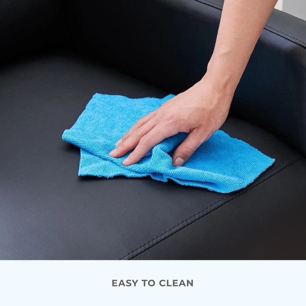 Lois Black Faux Leather Square Arm Manual Recliner by Brookside 6 Lois Black Faux Leather Square Arm Manual Recliner by Brookside - Image 4