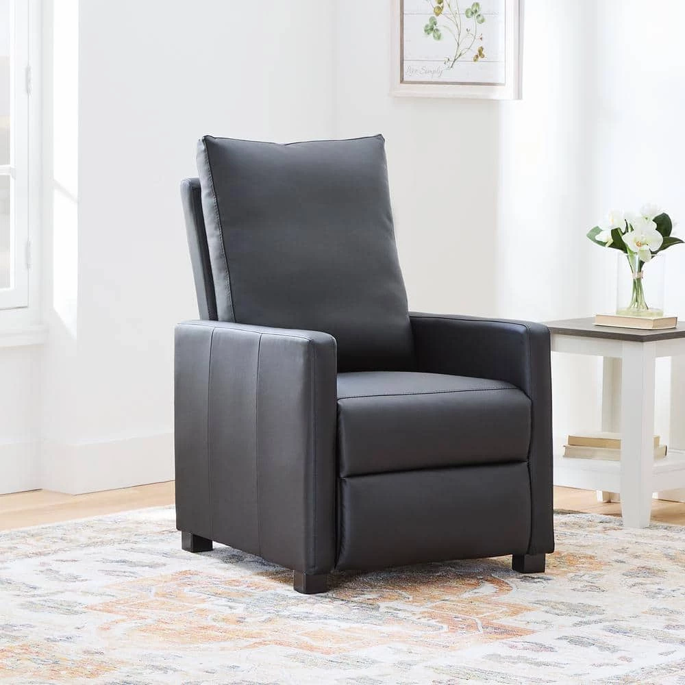 Lois Black Faux Leather Square Arm Manual Recliner by Brookside 4 Lois Black Faux Leather Square Arm Manual Recliner by Brookside - Image 2