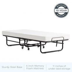 Rollaway Bed with 4 in. Twin XL Memory Foam Mattress Medium-Plush Folding Mattress by Brookside 18 Rollaway Bed with 4 in. Twin XL Memory Foam Mattress Medium-Plush Folding Mattress by Brookside -Cheap sumyeg Store black brookside rollaway beds bs04txmfrb 1f 1000