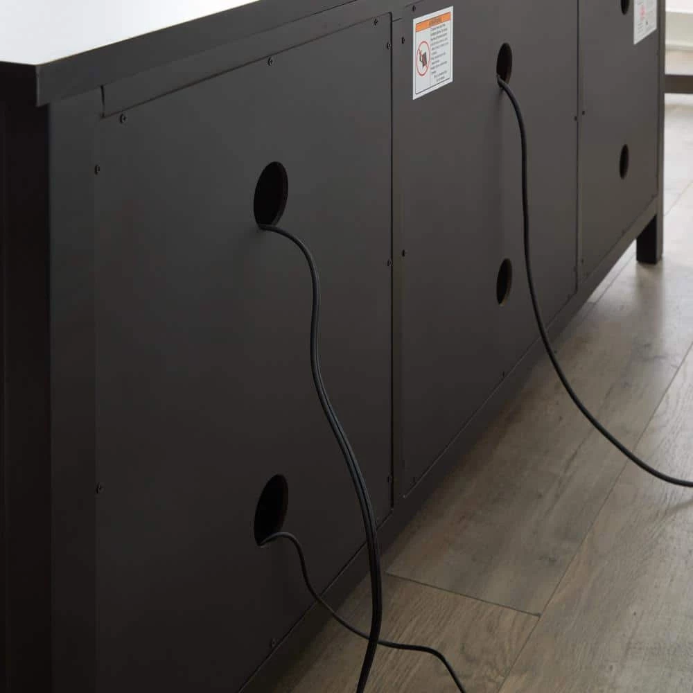 Bridget 60 in. Quick Assembly Black Wood TV Stand with Natural Cane-Doors Fits TV's up to 65 in. With Cable Management by Brookside 9 Bridget 60 in. Quick Assembly Black Wood TV Stand with Natural Cane-Doors Fits TV's up to 65 in. With Cable Management by Brookside - Image 7