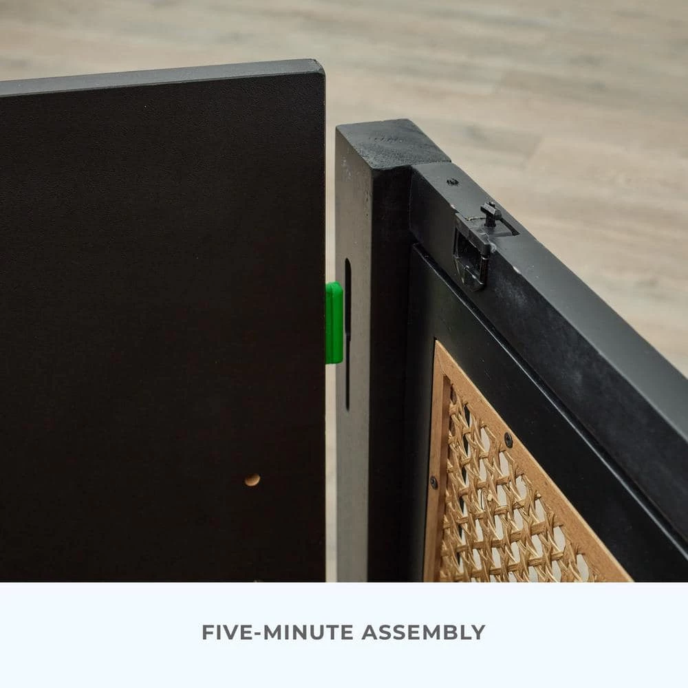 Bridget 60 in. Quick Assembly Black Wood TV Stand with Natural Cane-Doors Fits TV's up to 65 in. With Cable Management by Brookside 12 Bridget 60 in. Quick Assembly Black Wood TV Stand with Natural Cane-Doors Fits TV's up to 65 in. With Cable Management by Brookside - Image 10