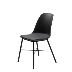 Tampa Black Modern Dining Side Chair with Cushion Seat (Set of 2), by Nyhus