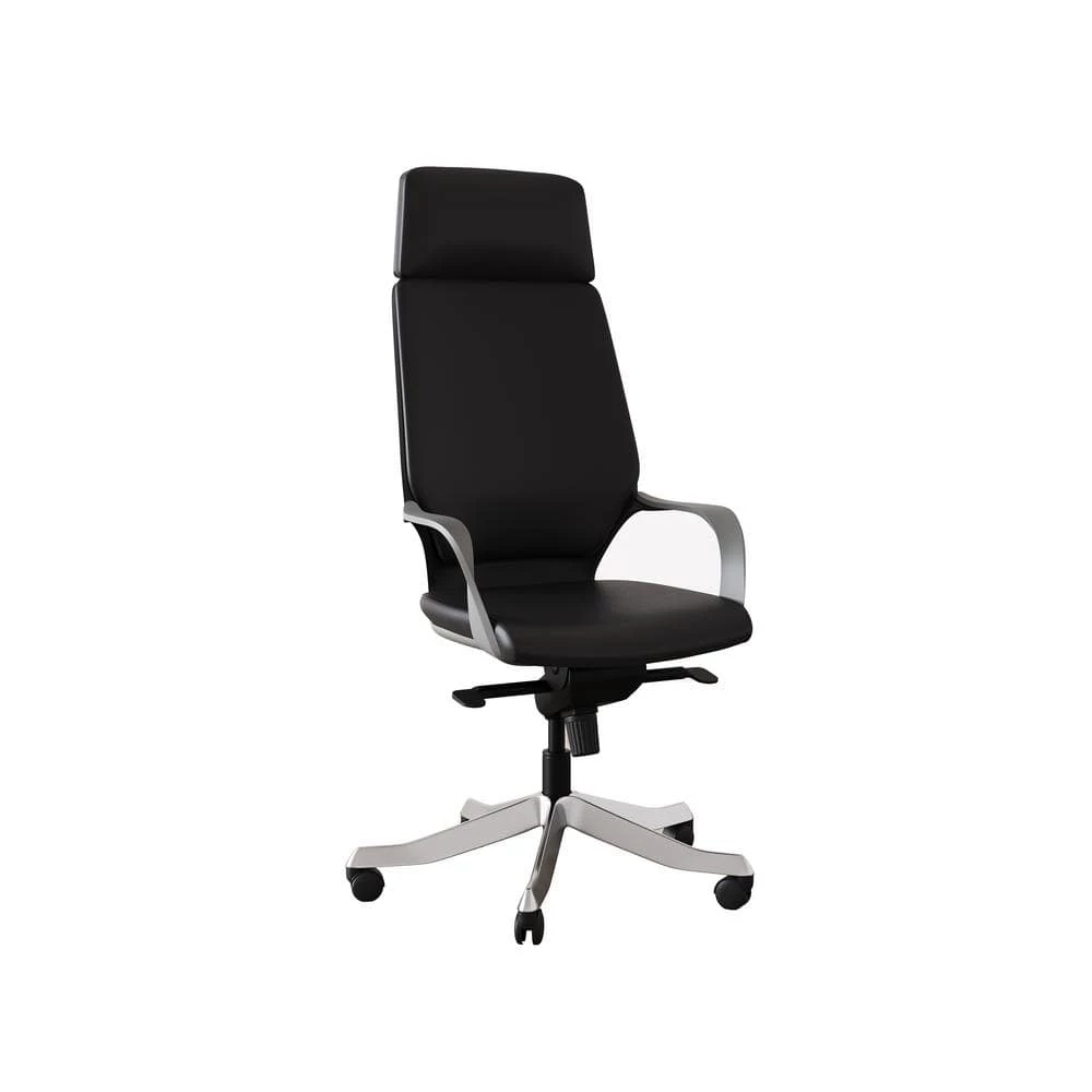 Hunter Black High-Back Aluminum Base Leather Upholstery Adjustable Ergonomic Executive Office Chair by Nyhus 3 Hunter Black High-Back Aluminum Base Leather Upholstery Adjustable Ergonomic Executive Office Chair by Nyhus
