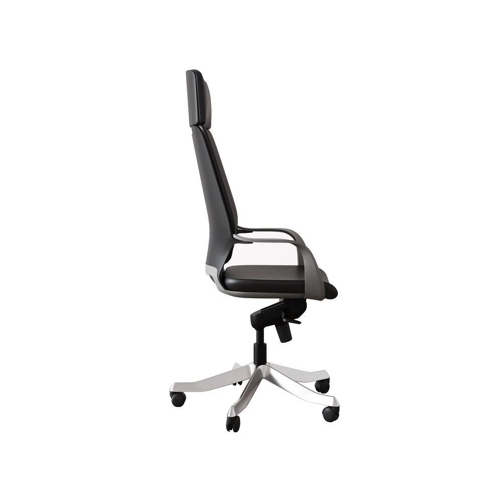 Hunter Black High-Back Aluminum Base Leather Upholstery Adjustable Ergonomic Executive Office Chair by Nyhus 5 Hunter Black High-Back Aluminum Base Leather Upholstery Adjustable Ergonomic Executive Office Chair by Nyhus - Image 3