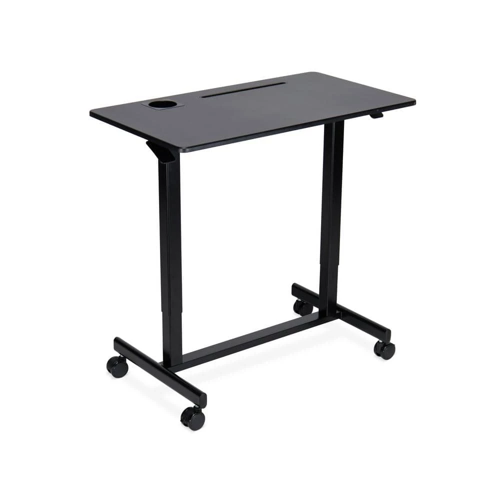 Albin 38 in. Black Rectangular Height Adjustable Sit- Standing Desk with Steel Base and MDF Top by Nyhus 3 Albin 38 in. Black Rectangular Height Adjustable Sit- Standing Desk with Steel Base and MDF Top by Nyhus