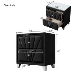3-Pieces Black Full Bedroom Set Velvet Upholstered Bed and 2 Nightstand by Polibi 17 3-Pieces Black Full Bedroom Set Velvet Upholstered Bed and 2 Nightstand by Polibi -Cheap sumyeg Store black polibi bedroom sets cb 3pbsvu fb 40 1000