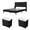 3-Pieces Black Full Bedroom Set Velvet Upholstered Bed and 2 Nightstand by Polibi 2 3-Pieces Black Full Bedroom Set Velvet Upholstered Bed and 2 Nightstand by Polibi -Cheap sumyeg Store black polibi bedroom sets cb 3pbsvu fb 64 1000