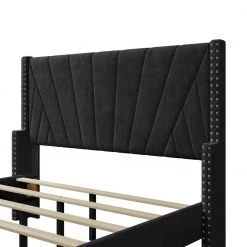 3-Pieces Black Full Bedroom Set Velvet Upholstered Bed and 2 Nightstand by Polibi 24 3-Pieces Black Full Bedroom Set Velvet Upholstered Bed and 2 Nightstand by Polibi -Cheap sumyeg Store black polibi bedroom sets cb 3pbsvu fb fa 1000