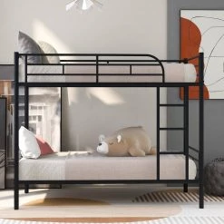 Black Simple and Durable Twin Over Twin Metal Bunk Bed(78.1 in.L x 41.4 in.W x 65.3 in.H) by Polibi 17 Black Simple and Durable Twin Over Twin Metal Bunk Bed(78.1 in.L x 41.4 in.W x 65.3 in.H) by Polibi -Cheap sumyeg Store black polibi bunk beds rs sdttmb b 31 1000