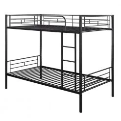 Black Simple and Durable Twin Over Twin Metal Bunk Bed(78.1 in.L x 41.4 in.W x 65.3 in.H) by Polibi