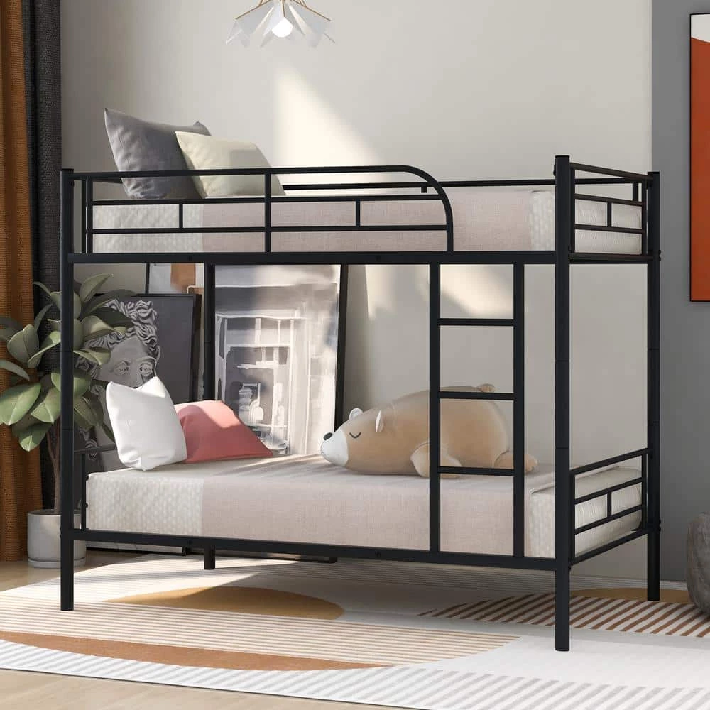 Black Simple and Durable Twin Over Twin Metal Bunk Bed(78.1 in.L x 41.4 in.W x 65.3 in.H) by Polibi 4 Black Simple and Durable Twin Over Twin Metal Bunk Bed(78.1 in.L x 41.4 in.W x 65.3 in.H) by Polibi - Image 2
