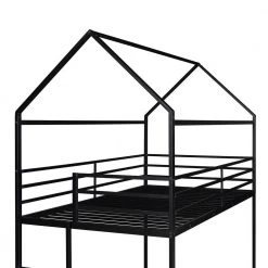 Black Twin over Twin Metal Frame Ladder Bunk Beds with Ladder for Kids by Polibi 17 Black Twin over Twin Metal Frame Ladder Bunk Beds with Ladder for Kids by Polibi -Cheap sumyeg Store black polibi bunk beds rs totmfbb b 1f 1000