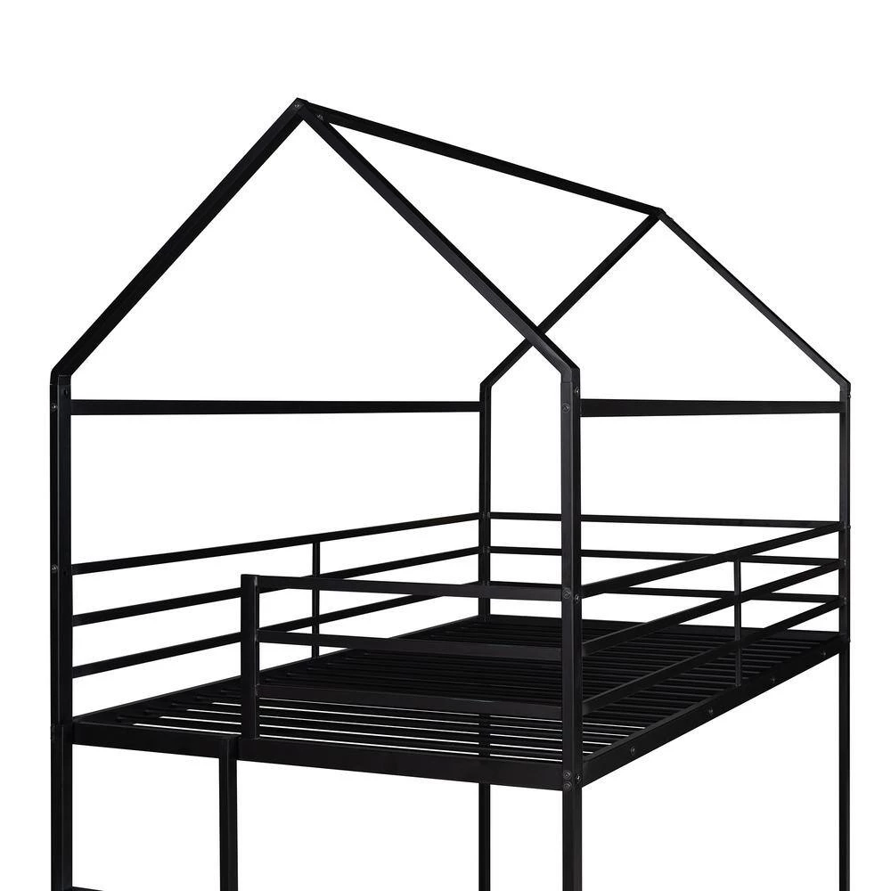 Black Twin over Twin Metal Frame Ladder Bunk Beds with Ladder for Kids by Polibi 9 Black Twin over Twin Metal Frame Ladder Bunk Beds with Ladder for Kids by Polibi - Image 7