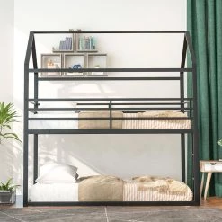 Black Twin over Twin Metal Frame Ladder Bunk Beds with Ladder for Kids by Polibi 19 Black Twin over Twin Metal Frame Ladder Bunk Beds with Ladder for Kids by Polibi -Cheap sumyeg Store black polibi bunk beds rs totmfbb b 31 1000