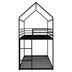 Black Twin over Twin Metal Frame Ladder Bunk Beds with Ladder for Kids by Polibi 18 Black Twin over Twin Metal Frame Ladder Bunk Beds with Ladder for Kids by Polibi -Cheap sumyeg Store black polibi bunk beds rs totmfbb b 44 1000