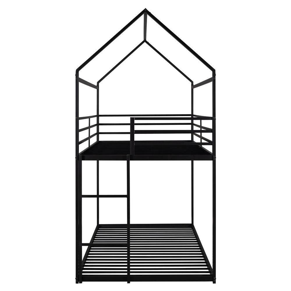Black Twin over Twin Metal Frame Ladder Bunk Beds with Ladder for Kids by Polibi 10 Black Twin over Twin Metal Frame Ladder Bunk Beds with Ladder for Kids by Polibi - Image 8