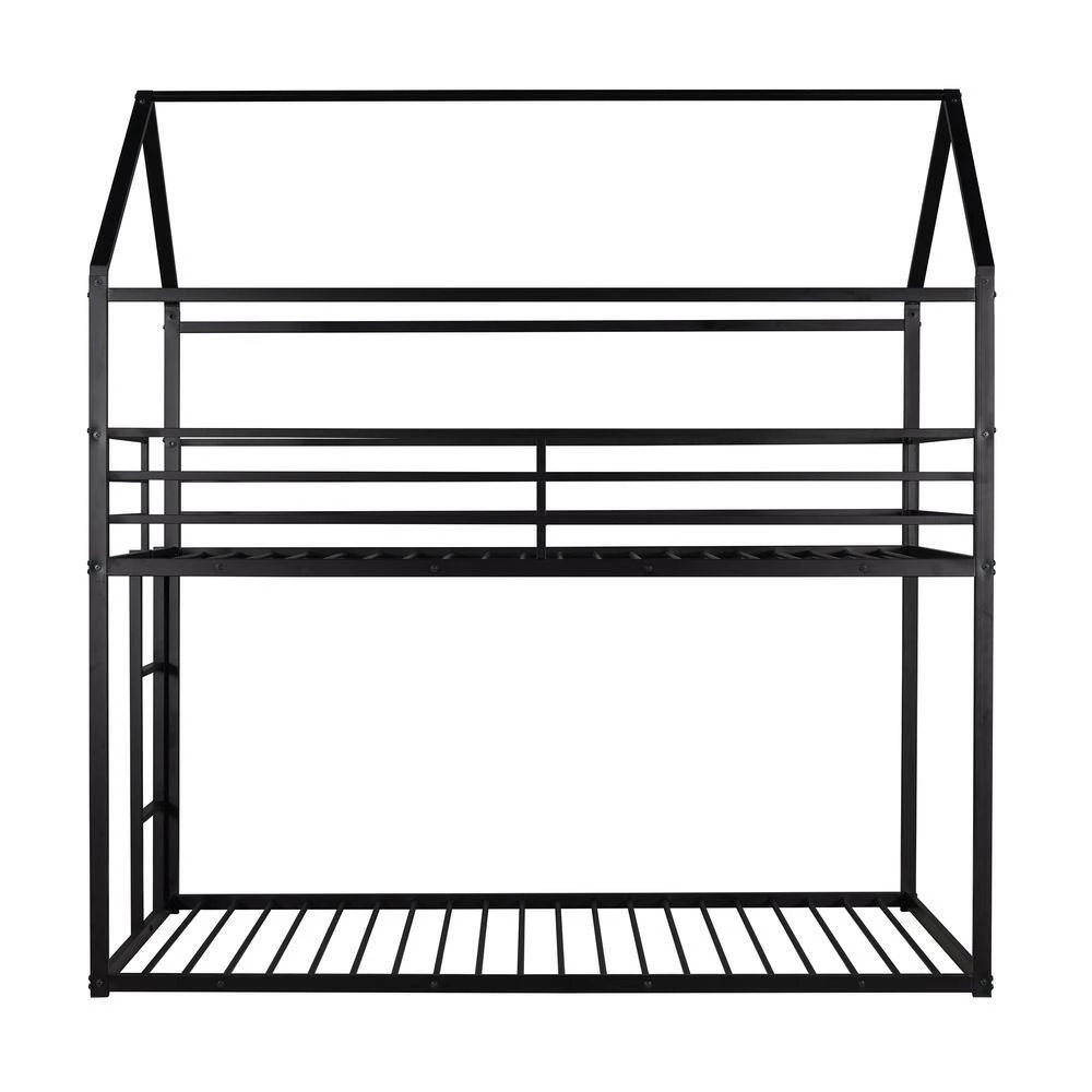 Black Twin over Twin Metal Frame Ladder Bunk Beds with Ladder for Kids by Polibi 7 Black Twin over Twin Metal Frame Ladder Bunk Beds with Ladder for Kids by Polibi - Image 5