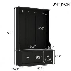 Black Hall Tree with 4 Hooks and 3 Large Drawers for Hallway by Polibi -Cheap sumyeg Store black polibi hall trees rs ht4h3d b 40 1000