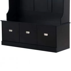 Black Hall Tree with 4 Hooks and 3 Large Drawers for Hallway by Polibi -Cheap sumyeg Store black polibi hall trees rs ht4h3d b 4f 1000