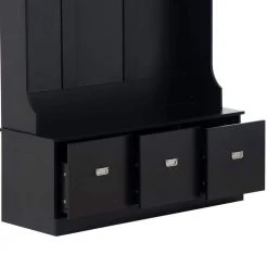 Black Hall Tree with 4 Hooks and 3 Large Drawers for Hallway by Polibi -Cheap sumyeg Store black polibi hall trees rs ht4h3d b fa 1000
