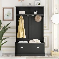 Black Hall Tree with Coat Hanger, Storage Bench for Livingroom, Hallway by Polibi 21 Black Hall Tree with Coat Hanger, Storage Bench for Livingroom, Hallway by Polibi -Cheap sumyeg Store black polibi hall trees rs htchsb b 31 1000