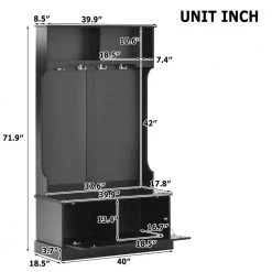Black Hall Tree with Coat Hanger, Storage Bench for Livingroom, Hallway by Polibi 14 Black Hall Tree with Coat Hanger, Storage Bench for Livingroom, Hallway by Polibi -Cheap sumyeg Store black polibi hall trees rs htchsb b 40 1000