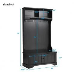 Hall Tree Entryway Bench in Black with Shelves Cabinet and 4 Hooks by Polibi 13 Hall Tree Entryway Bench in Black with Shelves Cabinet and 4 Hooks by Polibi -Cheap sumyeg Store black polibi hall trees rs htebsc b 40 1000