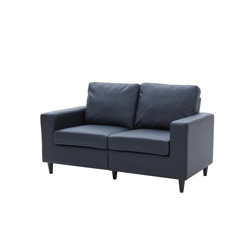 60.20 in. W Black Square Arm PU Leather Upholstered Modern Style Straight Loveseat (2-Seat) by Polibi 4 60.20 in. W Black Square Arm PU Leather Upholstered Modern Style Straight Loveseat (2-Seat) by Polibi - Image 2